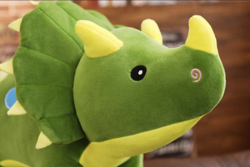Brinquedo de dinossauro macio Triceratops, pelúcia para crianças, cor verde