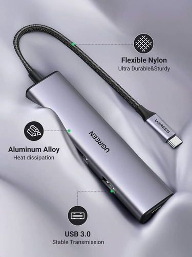 Imagen 3 de 7 de Hub Usb-c - 4 Port Usb 3.0 - Pc / Mac - Aluminio - Premium