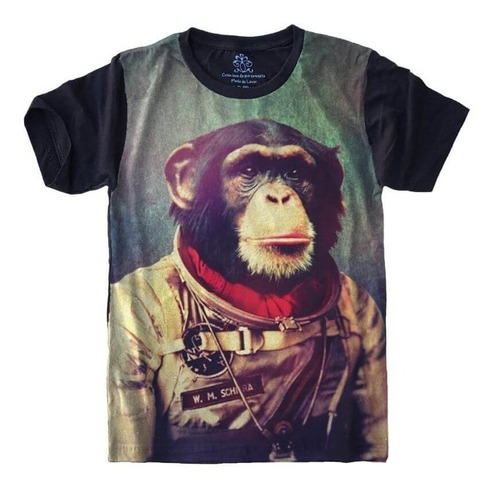 Camiseta Plus Size Macaco - Astronauta - Animais