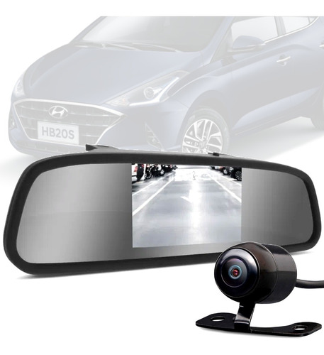 Espelho Retrovisor Central Tela 4.3 + Camera Hyundai Hb20
