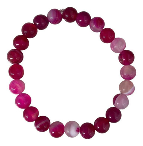 Pulseira Pedra Natural Ágata Rosa 8mm Atrai Riqueza E Amor