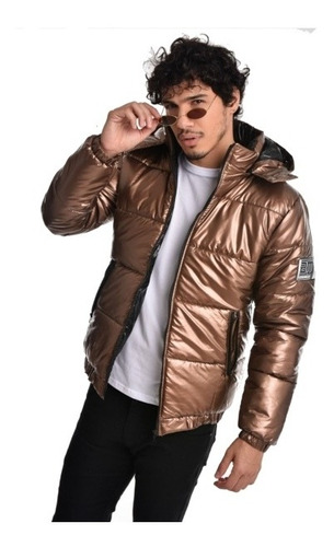 Campera Hombre Abrigo Canelon Metalizada Capucha