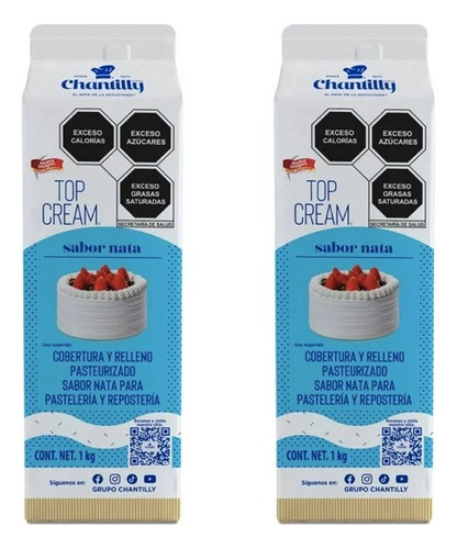 Crema Chantilly Top Cream Sabor Nata 1 Kg (2pzas)