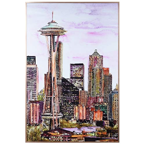 Seattle&#39;s Skyline Wall Art, Vidrio Y Aluminio Anodi...