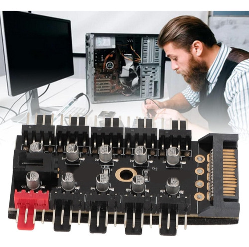 Hub A 10 Fan 3 Y 4 Pines Pwm Splitter Divisor Sata 10 Capsx2