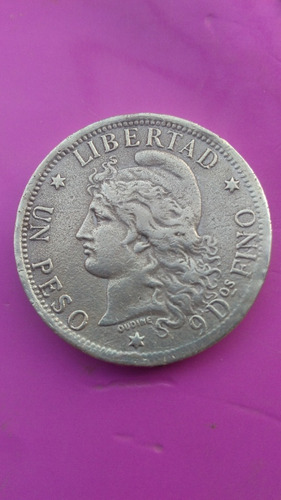 Moneda Un Peso Dos Finos 1882 Réplica Alpaca 