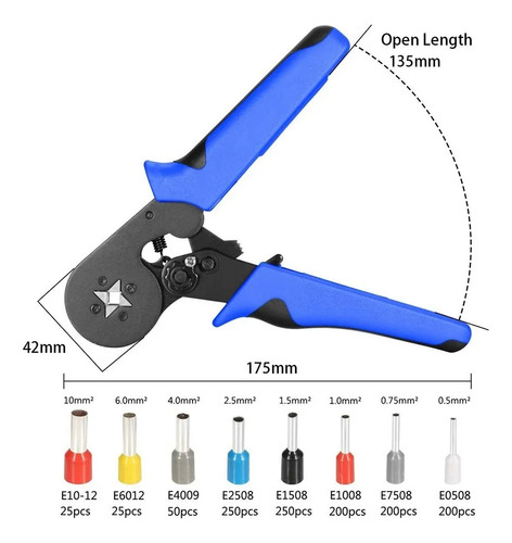 Kit De Alicates Para Terminales Crimper Press + 1200 Tubular
