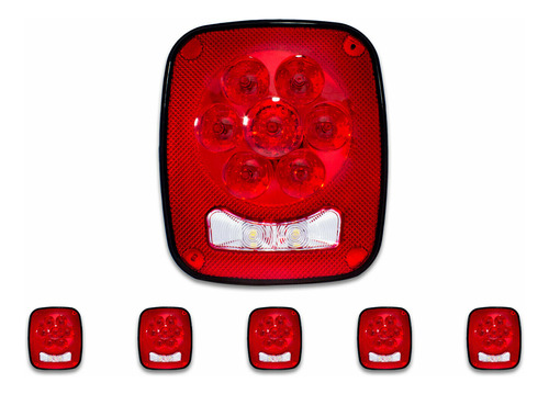 6 Plafones Led Posteriores Cuadrados Rojo 12-24 V Tunelight