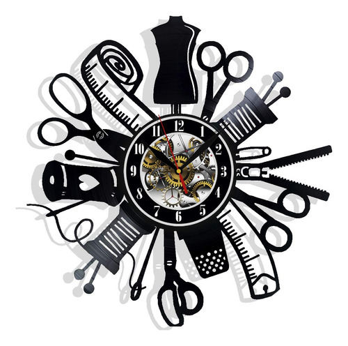 Reloj Pared Para Mujer Diseño Profesional Hobby Coser Vinilo