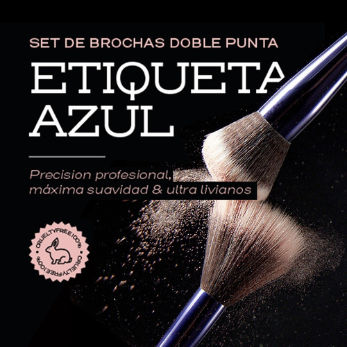 Imagen 4 de 5 de Set De Brochas Maquillaje Doble Regina Etiqueta Azul