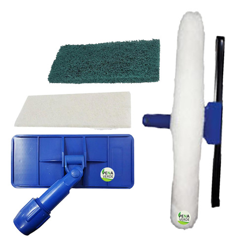 Limpa Tudo + Fibra Verde + Macia Branca + Rodo 2 Em 1 35cm
