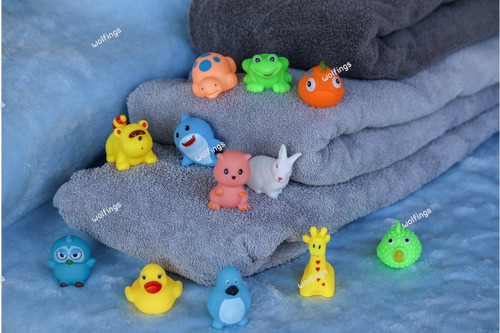 12 Animales De Goma Chifles Juego Para El Baño Juguete Bebes