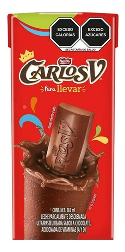 Leche Sabor Chocolate Carlos V 27 Piezas De 185ml
