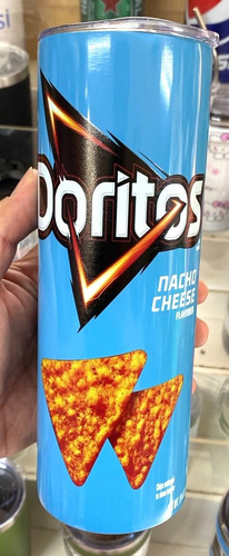 Termo Estilo Doritos Azules 20oz Acero Inoxidable Con Popote Azul Cielo