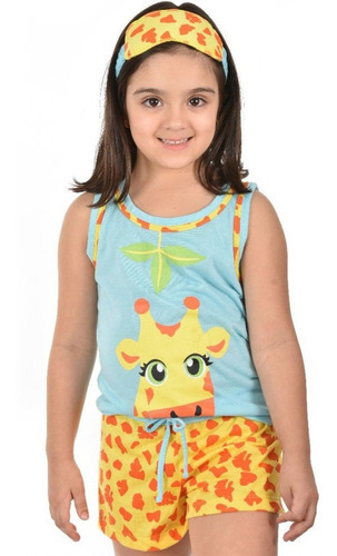 Baby Doll Infantil Filha Girafa Pijama Verão Curto