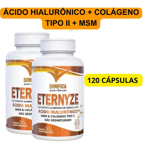 Suplemento Eternyze+ Colágeno + Ácido Hialurônico - 120 Caps Sabor Sem Sabor