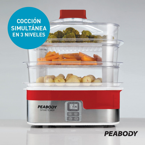 Imagen 6 de 9 de Vaporera Arrocera Digital Con 3 Niveles Peabody Pe-st1654