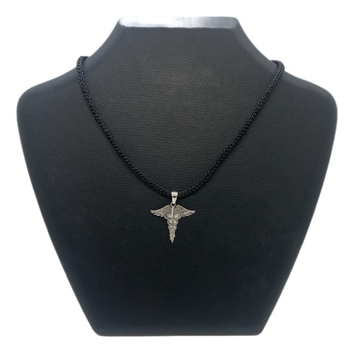 Dije Caduceo Medicina Acero Gris