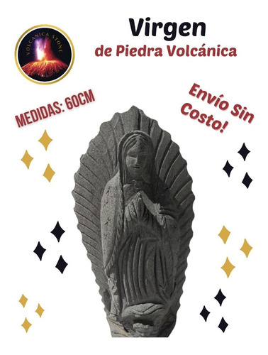 Virgen De Guadalupe De Piedra Volcánica De 60cm Altura