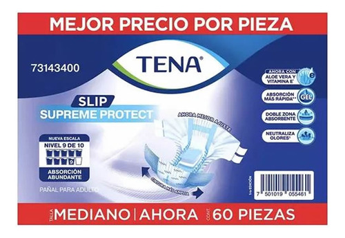 Pañales Para Adultos Tena Slip Supreme Mediano 60 piezas