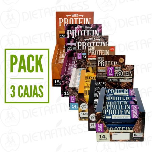 Imagen 1 de 2 de Wild Protein Pack 3 Cajas 16 Barras C/u  Dietafitness