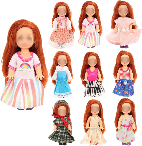 Barwa 6pcs Vestidos De Moda De Ropa De Muñeca De 4 Pulgadas