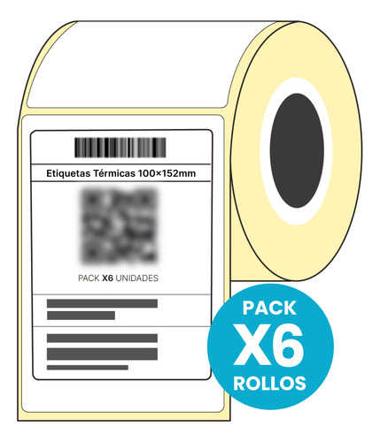 Etiquetas Térmicas 100mm X 150mm Autoadhesivas Para Envíos Despacho Logística Id Group Buje 25mm - Pack X6 Rollos