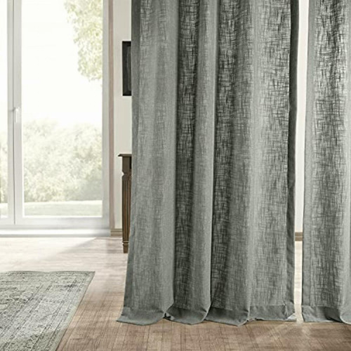 Hpd Heavy Faux Linen Curtain (1 Panel), 50 X 120, Grey Color Gris
