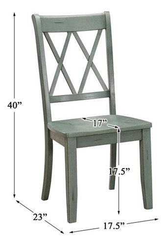Homelegance Silla De Comedor Juego De 2 Verde Azulado