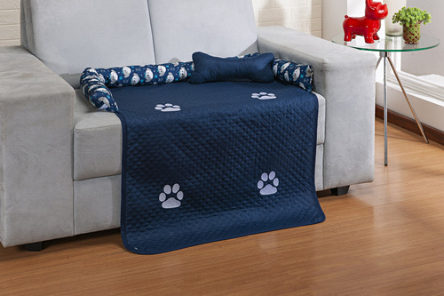 Cama Caminha Colchonete Almofada Pet Cães E Gatos Tamanho G Lavavel C/ Enchimento Azul Marinho Casa Laura Enxovais