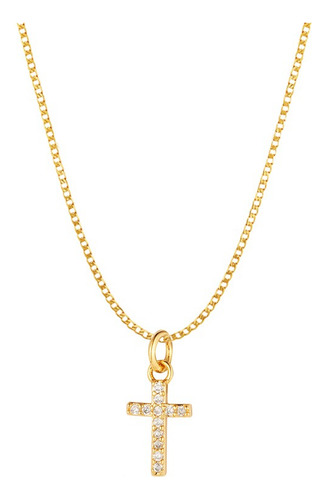 Collar Dije Cruz Oro 10k Cadena Regalo Para Mujer