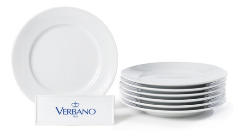 Set X6 Plato Playo Porcelana Blanca Verbano Maria 27 Cm