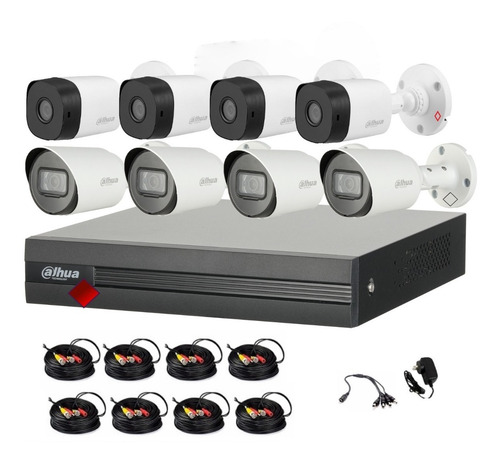 Kit  8 Camaras Bullet 2mp  4 Audio  Dvr 1080p Lite  Dahua