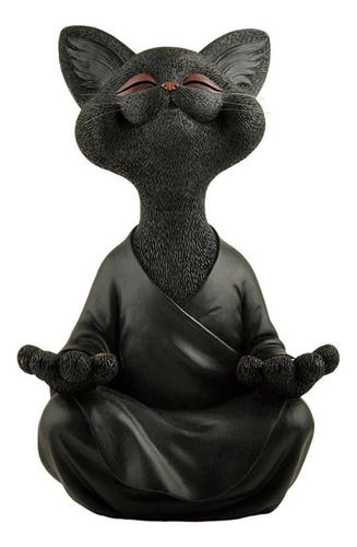 Estatua De Gato De Buda Negro Caprichoso Gato Feliz Z