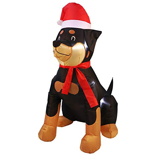 Perro Rottweiler Inflable Led Iluminado Navidad, Decora...
