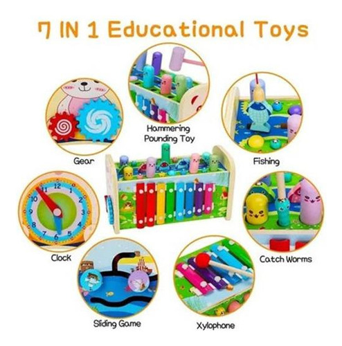 7 Em 1 Brinquedo Educativo De Xilofone De Madeira Montessori