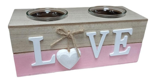 Porta Velas E Incienso Elegante Con Diseño Love Madera 