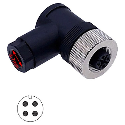 Conector Sensores M12 4 Polos Hembra Atornillable Angulo