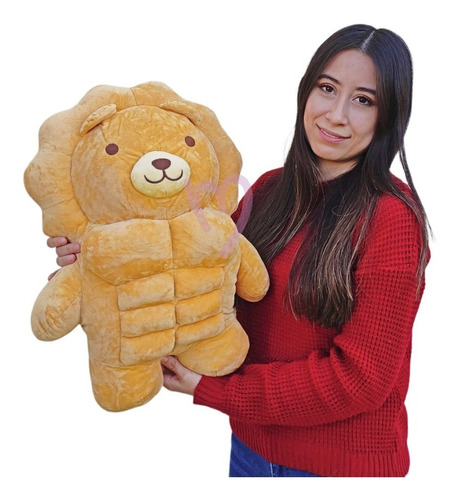 Imagen 2 de 2 de Peluche Leon Musculoso Tierno Fitness Mamado 55cm