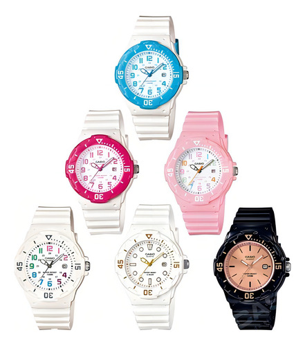 Reloj Casio Dama Analogo Fechador Blanco Rosa Mod Lrw-200h