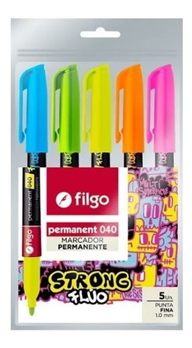 Marcador Filgo 040 Permanente Flúo X 5 Colores