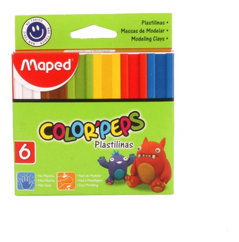 Plastilina Maped Color Peps X 6 Colores Barras 20 Grs.