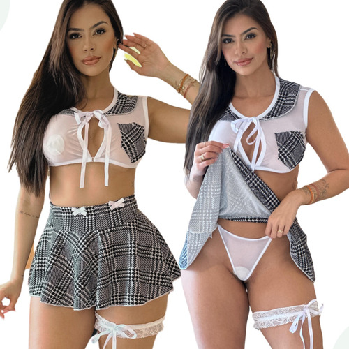 Langerisex Feminina Mini Saia Cropped Transparente Sensual