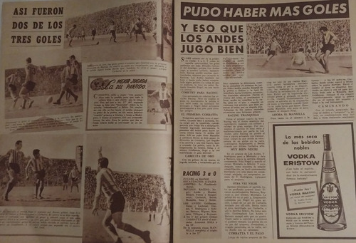 Revista Racing 938 Los Andes 0 Racing 3 Año 1961 (Usado)