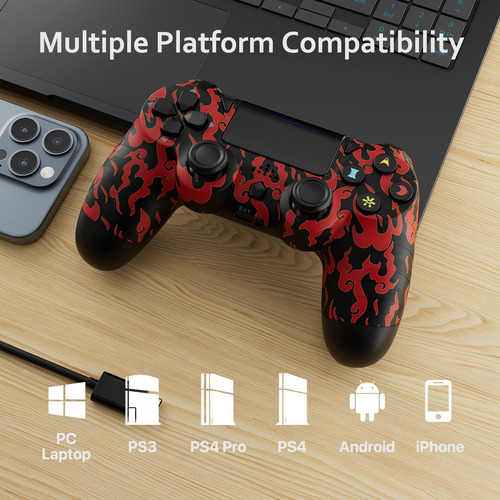 2pcs Control Gamepad Inalámbrico Compatible Con Mando Ps4/pc Color Azul Y Rojo