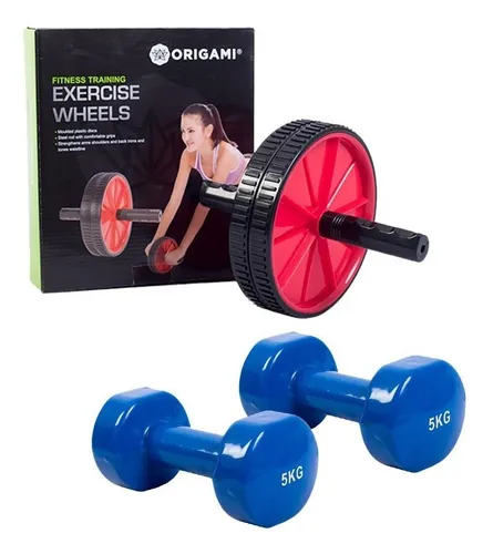 Kit Fitness Rueda Abdominal + Mancuernas 5kg