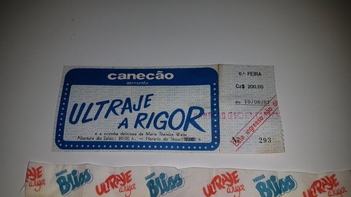 Antigo Ingresso Canecão Ultraje A Rigor E Fita Nestlé 1987