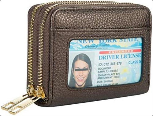 Heaye Card Case Cartera Mujer Rfid Con Ventana Id Cremallera