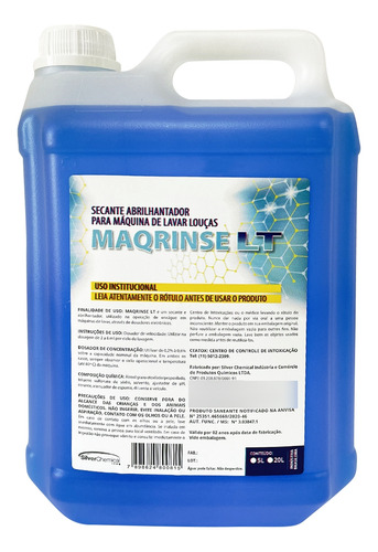 Maq-rinse Lt 5l -secante Concentrado Para Lavadora De Louças