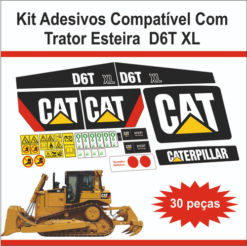 Adesivos Compatíveis Com Máq. Trator Esteira D6t Xl Cat